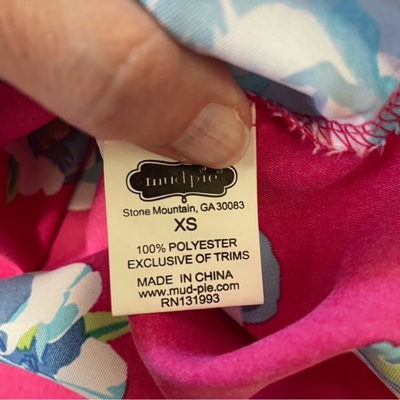 **4/$12** Mud Pie Floral Sleeveless Top in Pink and Blue Ruffle Trim Size XS - Picture 9 of 10